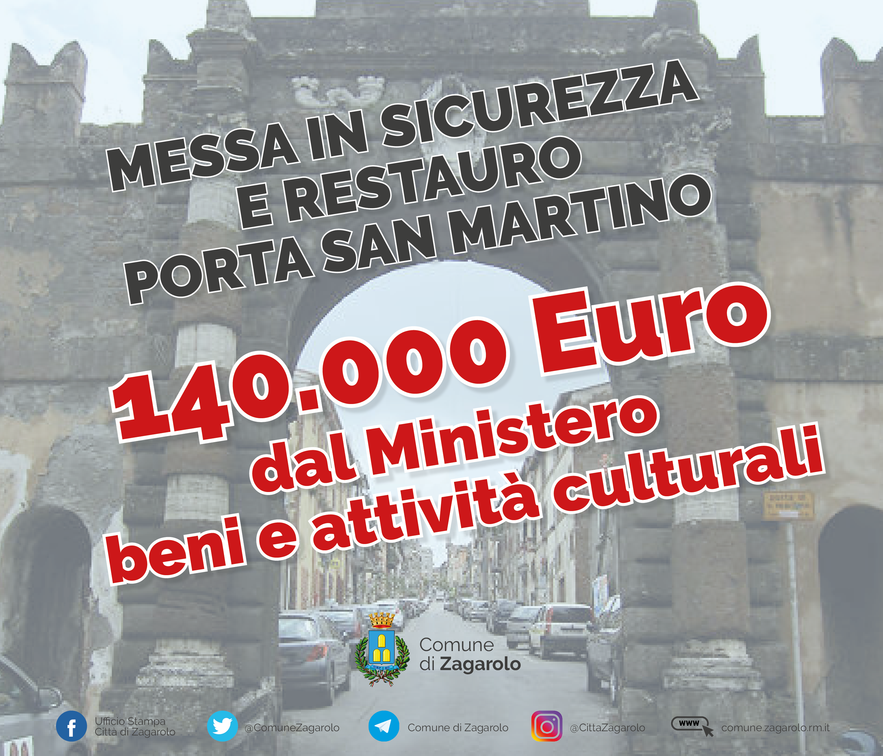 PORTA MONUMENTALE DI SAN MARTINO - STANZIATI 140.000 EURO PER LA MESSA IN SICUREZZA E IL RESTAURO